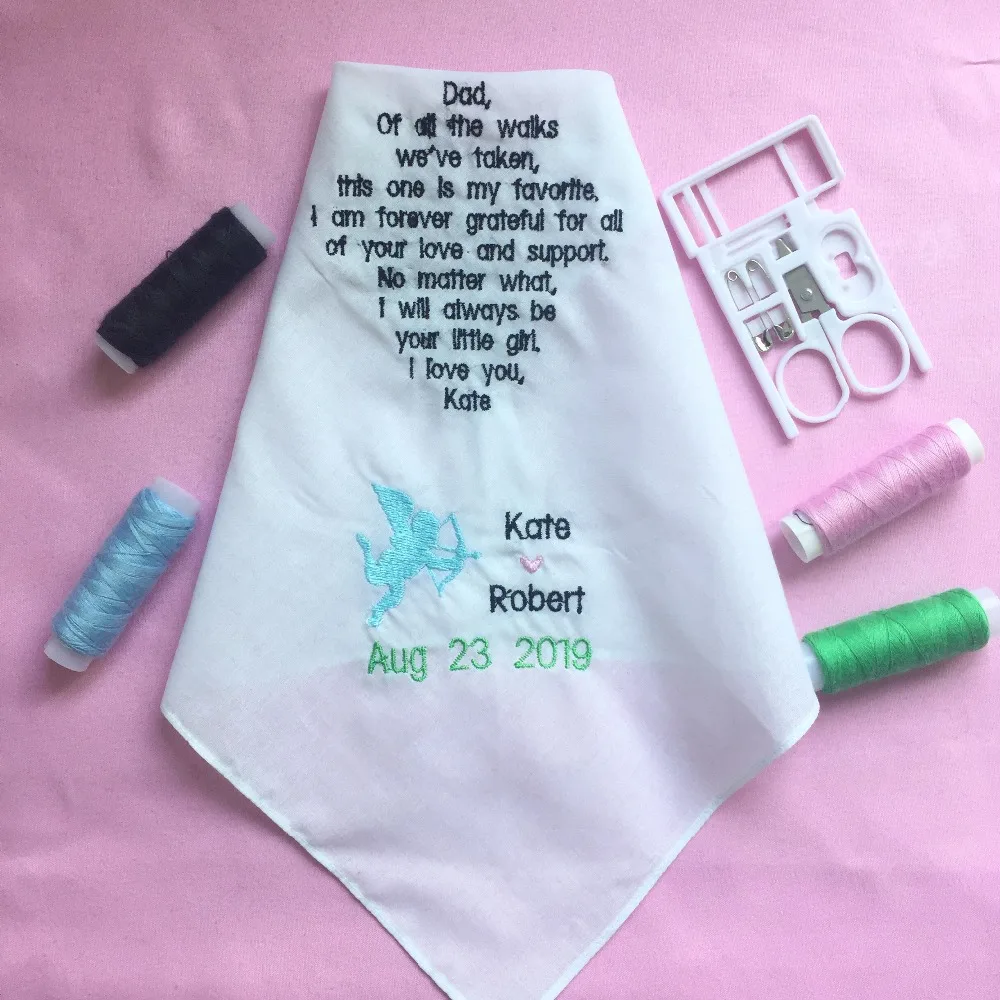 

Custom Wedding Handkerchiefs for Father of the Bride, Embroidered Wedding Hankies for Bride Father, Wedding Gift to Bride Father