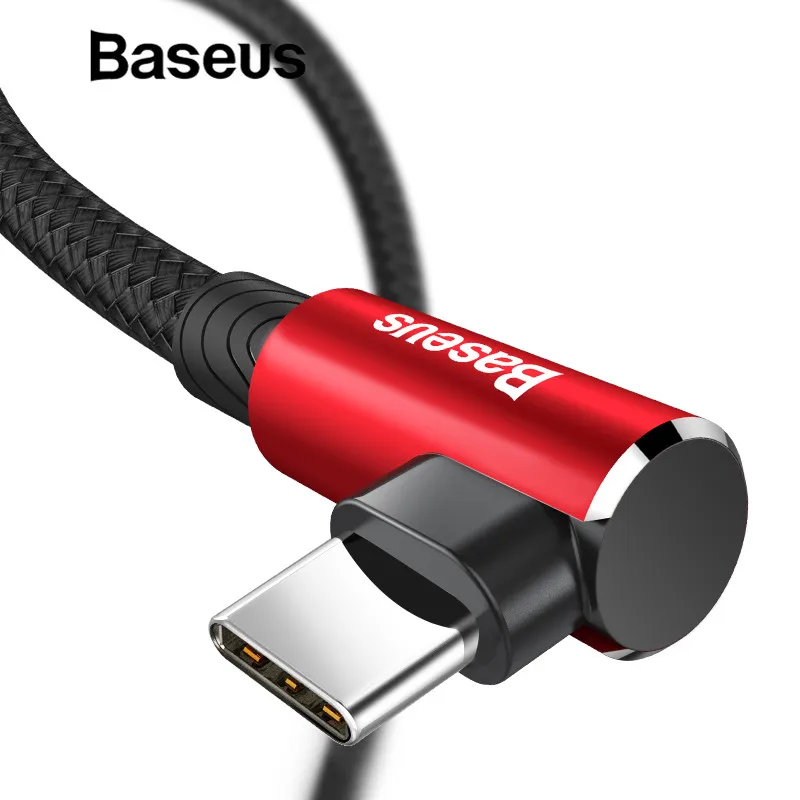 Baseus USB Type C Cable 90 Degree for xiaomi redmi note 7 USB-C Cable for samsung galaxy s9 plus Playing Game Charging USB Cable