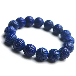 13 мм Deep Blue натуральная натуральный Лапис браслеты из лазурита для Для женщин Для мужчин стрейч круглый хрустальные бусины браслет