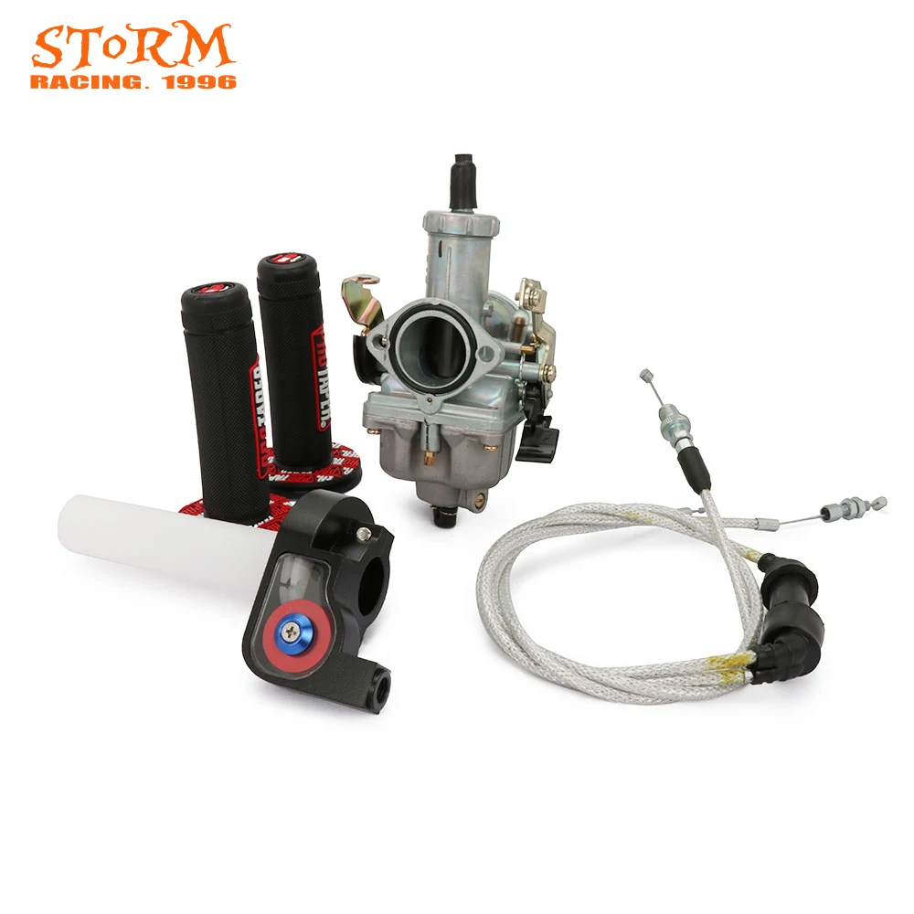  PZ30 30mm Accelerating Pump Carburetor Dual Cable Throttle Pro Taper Grips For Keihin CB CG 200CC 2