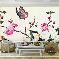 Пользовательские 3D Настенные Фрески Цветок и бабочка фото обои красивые обои Room Decor Дети спальня гостиной диван фон