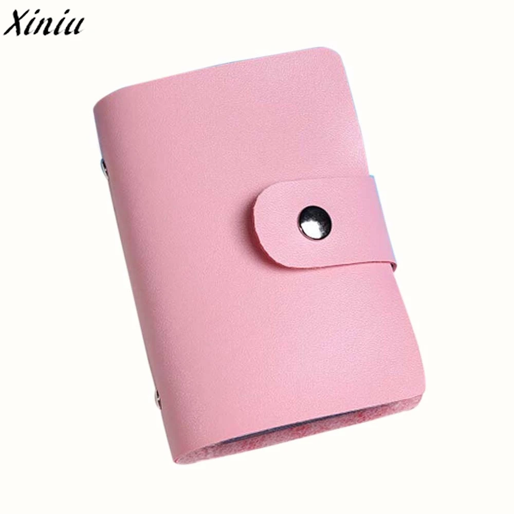 

Card Wallet Men Women Solid Colors Leather Credit Card Holder Sweet Business Card Case Porte Carte Bancaire #8509