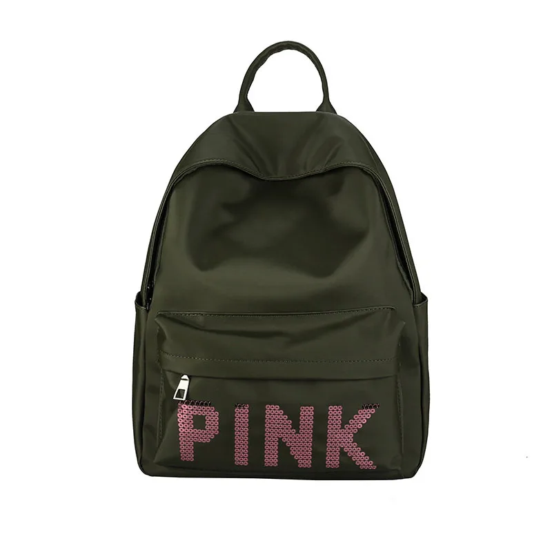

New Casual Backpack PINK Korean Sequin Letter College Wind Backpack Fashion Korean Style School Bag Lady Travel Letter Backpack