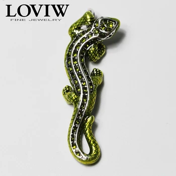 

Pendant Green Lizard 925 Sterling Silver Zirconia For Women and Men Classic Gift European thomas Style Fashion Fit Link Necklace