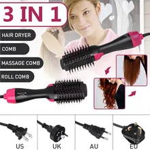 1000 Вт профессиональный Фен щетка 2 в 1 выпрямитель для волос бигуди расческа электрический фен с Расческа Щетка для волос ролик стайлер