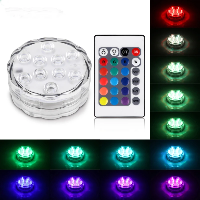 

RGB Led Submersible Light Battery Operated Waterproof Underwater Swimming Pool Party Piscina Pond Lighting garden fountains chip