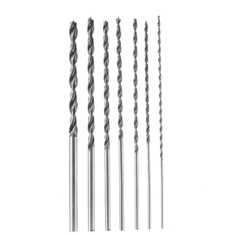Long Drill Bit Set 300mm Extra Long Wood Drill Bits High-carbon Steel Point Wood Drill Bit Set Long Drill Bits For Wood 7 Pieses