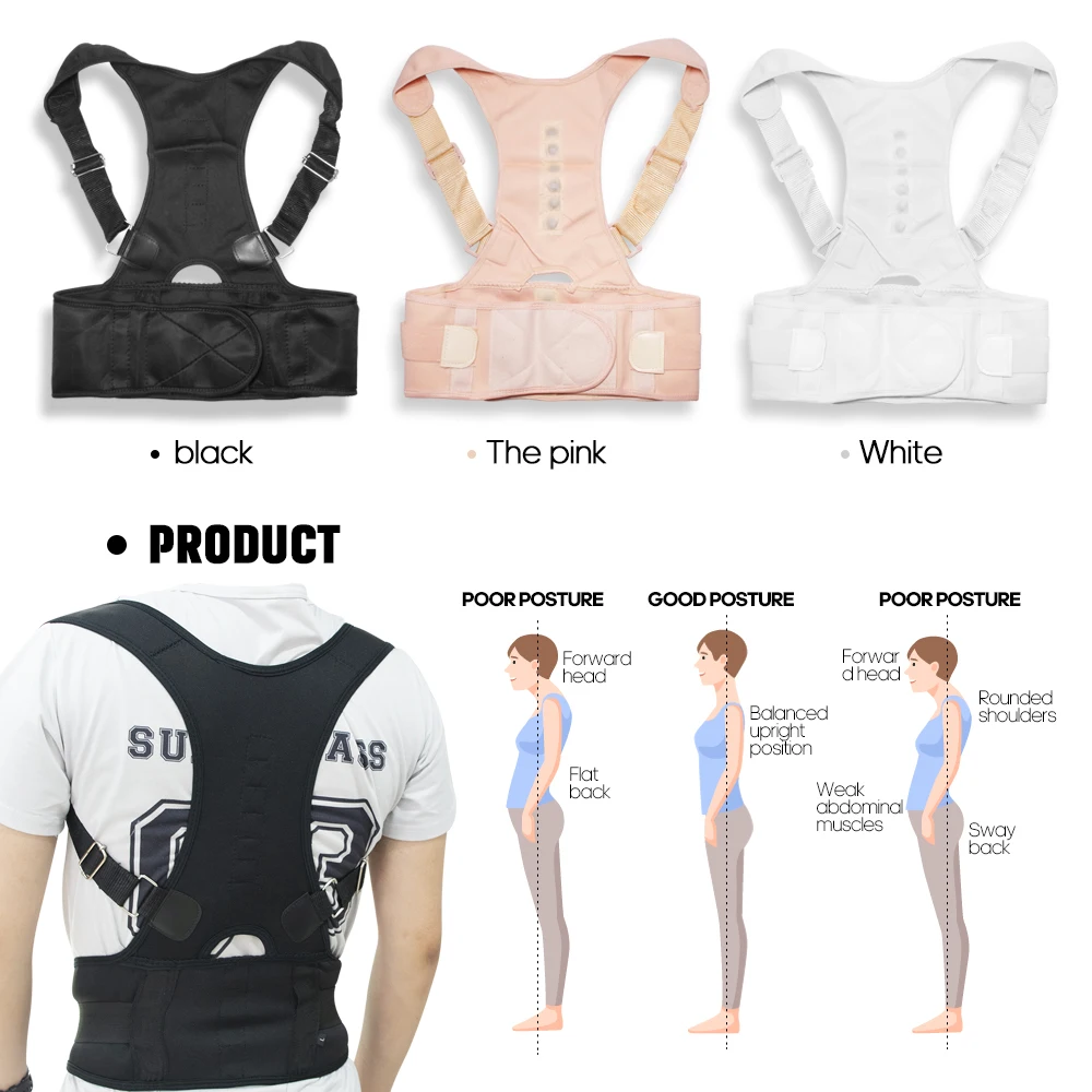

Male Female Adjustable Magnetic Posture Corrector Corset Back Brace Back Belt Lumbar Support Straight Corrector de espalda S-4XL