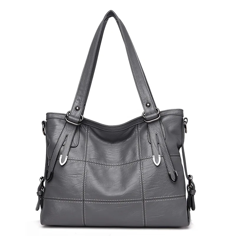 Горячая Распродажа, новая дизайнерская вместительная сумка для женщин через плечо, женская кожаная сумка, женские сумки-мессенджеры, Сумки С Короткими Ручками - Цвет: Серый