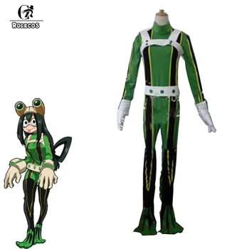 

ROLECOS Anime My Hero Academia Cosplay Costumes Asui Tsuyu Costume Green Transformed Combat Suits for Women Cosplay Costumes