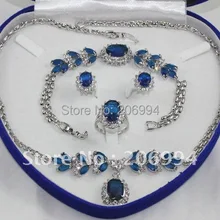 Популярные Голубой циркон Diamante Цепочки и ожерелья подвеска браслет кольцо ювелирные изделия набор#24