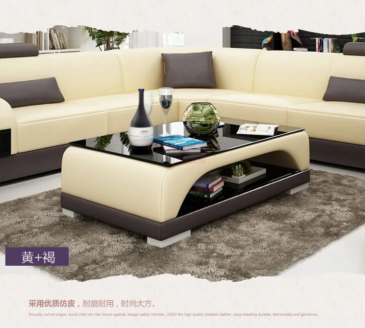 Natural designer glass leather Coffee Table Living Room Home Furniture minimalist modern rectangle mesas de centro table basse
