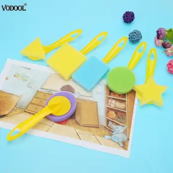 

6pcs/set Geometric Sponge Brushes Seal Painting Brush Kids Graffiti Pigment Art Tools Child Early Painting Supplies Gift