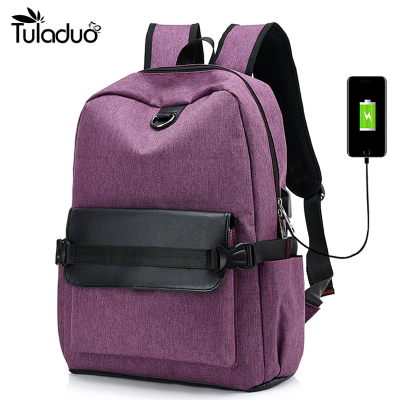 Новинка, женский рюкзак фиолетового цвета с зарядкой через usb, мужская серая сумка с отверстием для наушников, рюкзак в консервативном стиле для подростков