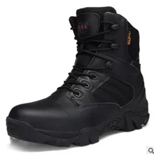 Мужские военные тактические ботинки; зимние кожаные ботинки; Цвет Черный; спецназ; армейские ботинки; защитная Рабочая обувь; армейские ботинки