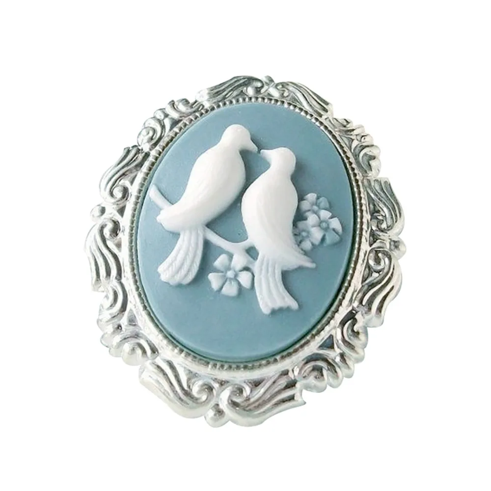 

Vintage Women Magpies Cameo Alloy Silver Plated Ring Female Wedding Engagement Party Rings for Women Fashion Jewelry