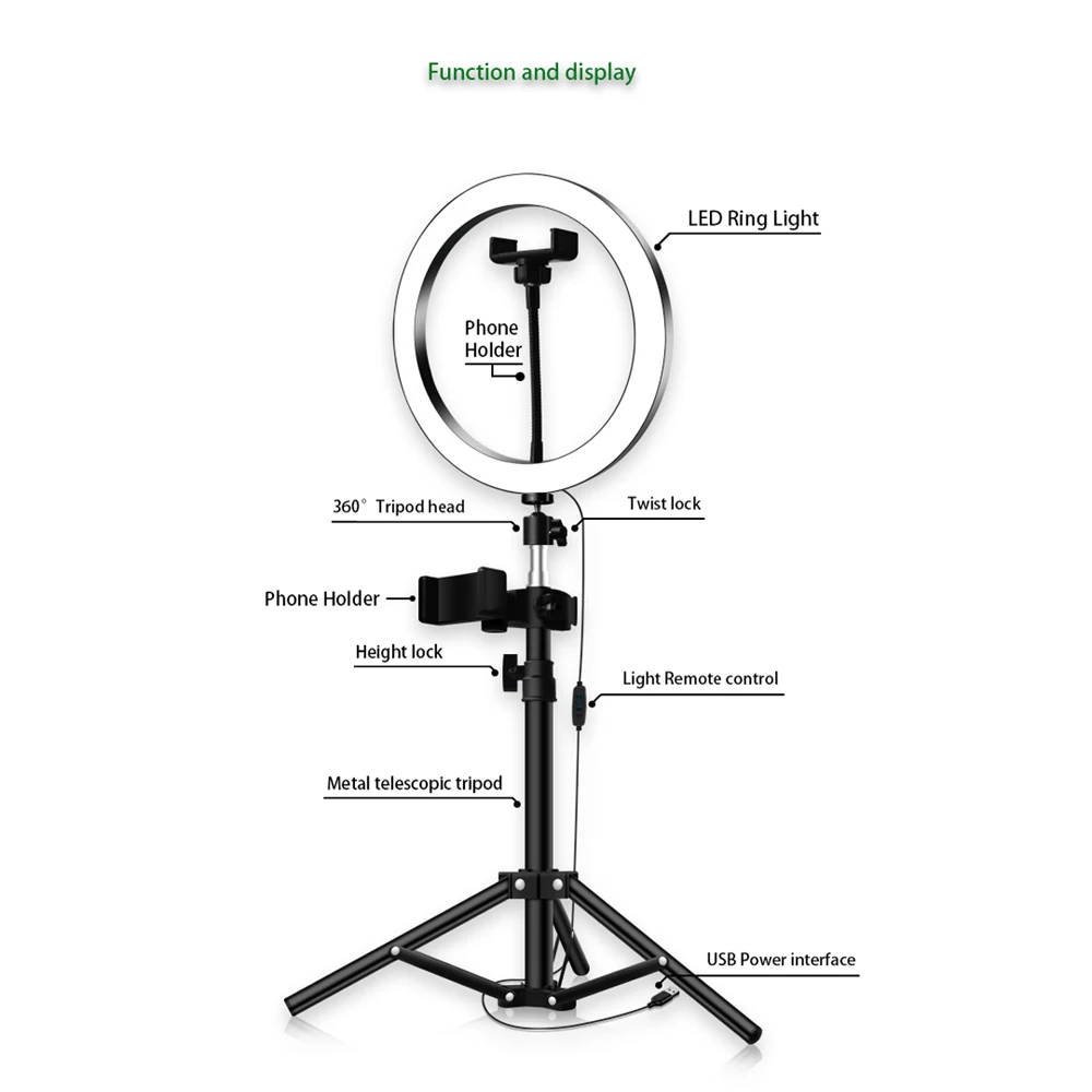  LED Ring Light 16cm 26cm 5600K 64 LEDs Selfie Ring Lamp Photographic Lighting With Tripod Phone Hol - 33011072053