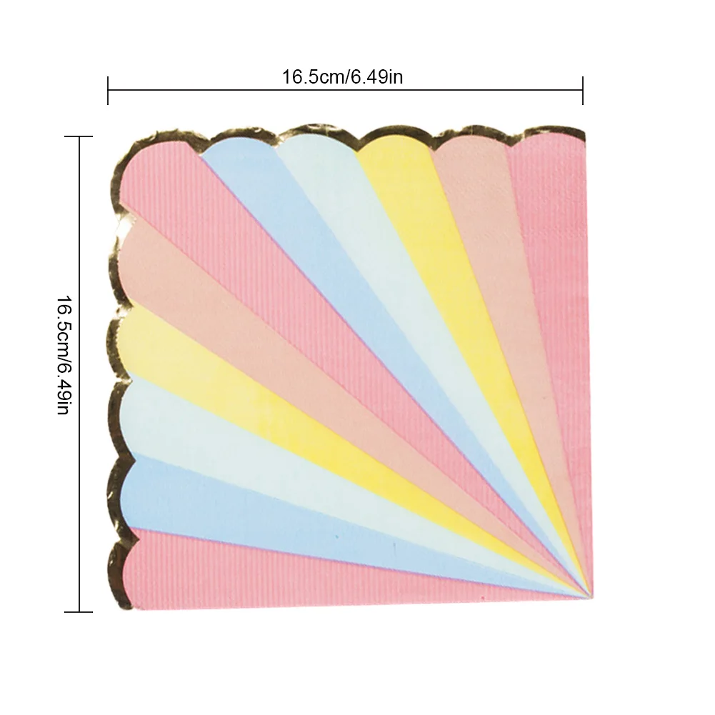 Радужная полосатая Конфета цвета золотой край одноразовая бумажная посуда тарелки чашки аксессуары для салфеток набор бумажных столовых приборов