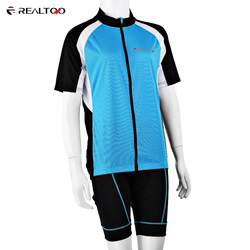 

REALTOO Men Summer Cycling Jersey Synthetic Materials Breathable Bicycle Wear Elastic Quick Dry Shorts Shirts Sets