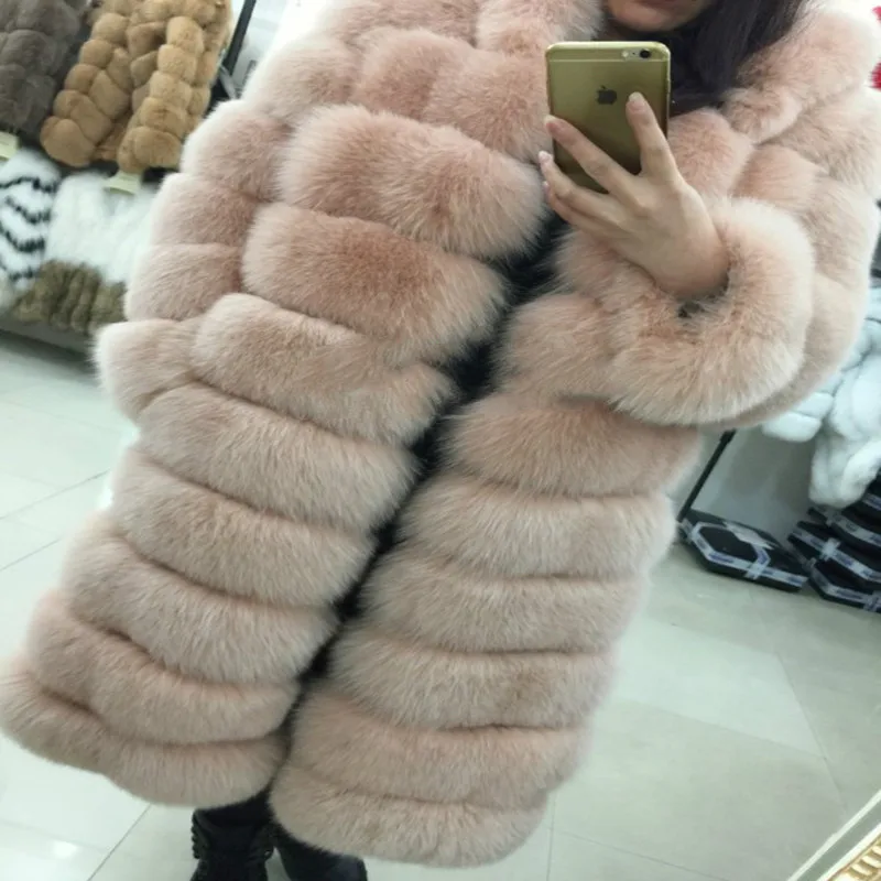 Russian natural fox fur coat female winter warm long coat entire Phi Phi grass in silver fox fur real fur coat European Russia