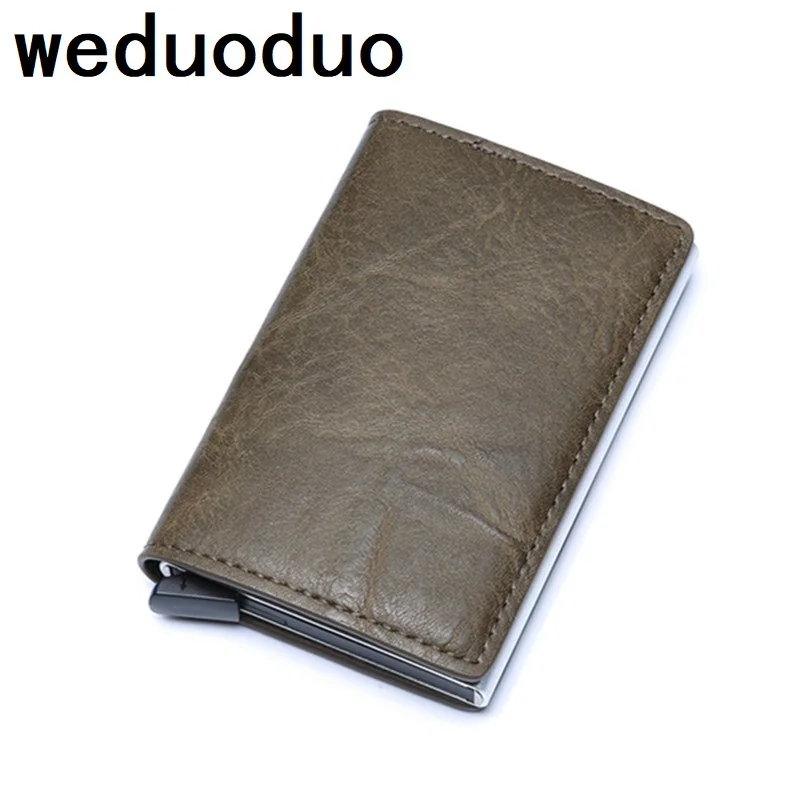 

Weduoduo Smart Anti Id Credit Card Holder Rfid Blocking Mini Wallet Leather Rfid Card Holder Aluminum Metal Purse Card Case