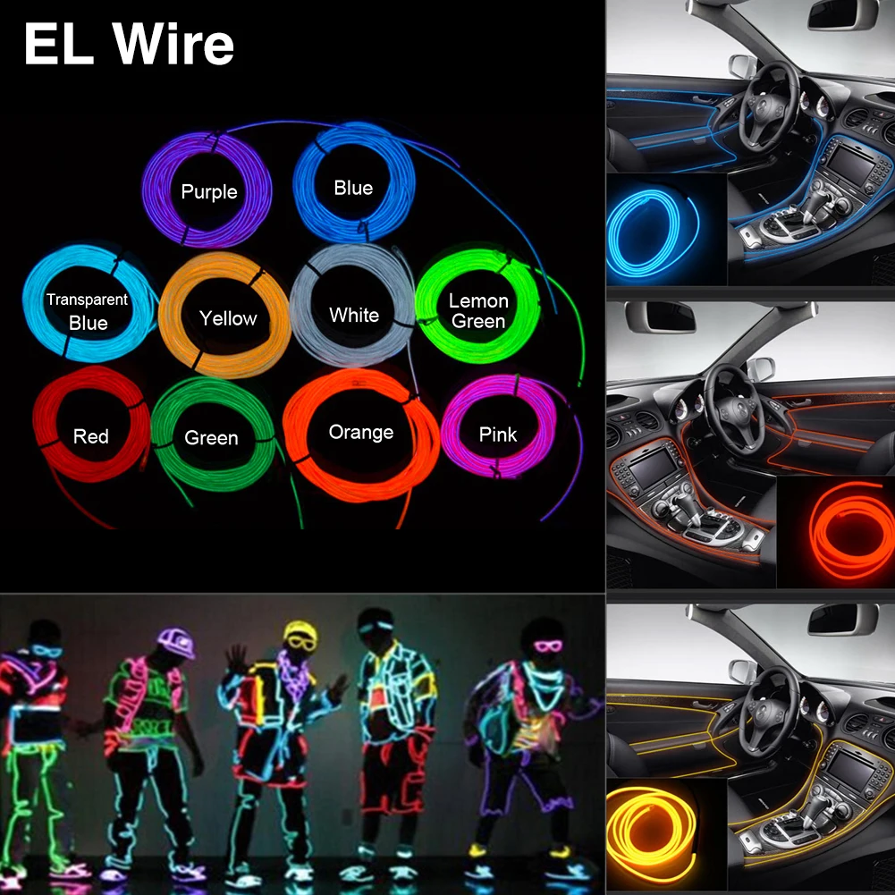 1х велосипедная Светодиодная лента EL Wire 2 м 3 м 5 м красочный на батарейках 3В гибкий неоновый светодиодный светильник портативный светильник для велосипеда декоративный светильник ing