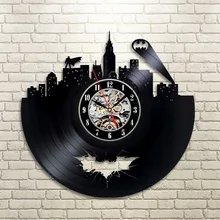 2018 Hot cd Vinyl Record Design Wall Clock Classic City Logo Wall Clocks Quartz Mechanism Black Vinyl Record Reloj