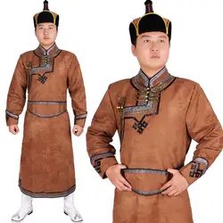 Одежда китайский меньшинство одежда Монголия кашемировая одежда Танцевальный костюм мужчин карнавальный костюм Монголия платье халат