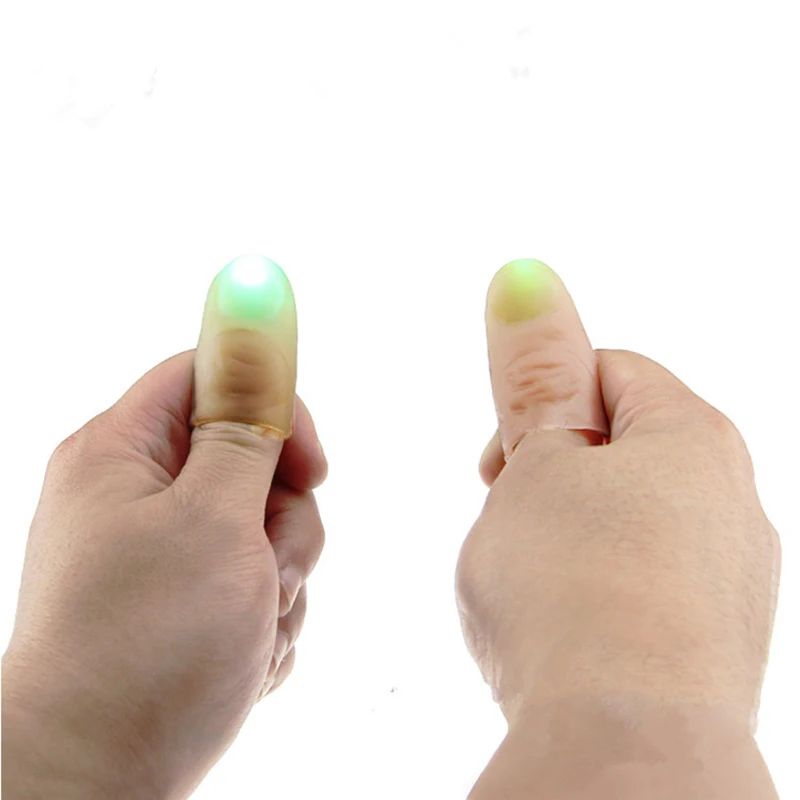 1 Pair Novelty LED Light Flashing Fingers Magic Trick Props Kids Amazing Glow Toys For Children Luminous Gifts Decoration