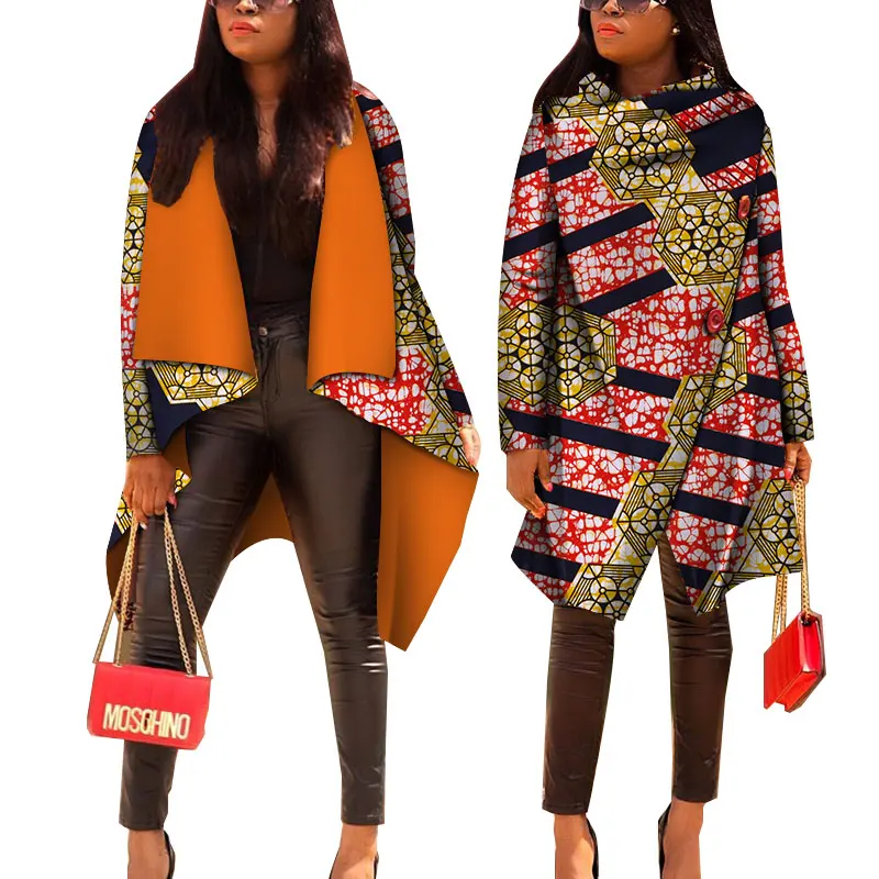 Women African Tops African Print Cotton Casual Coat Women Bazin Riche Trench Coat Lady Traditional African Clothes WY4715