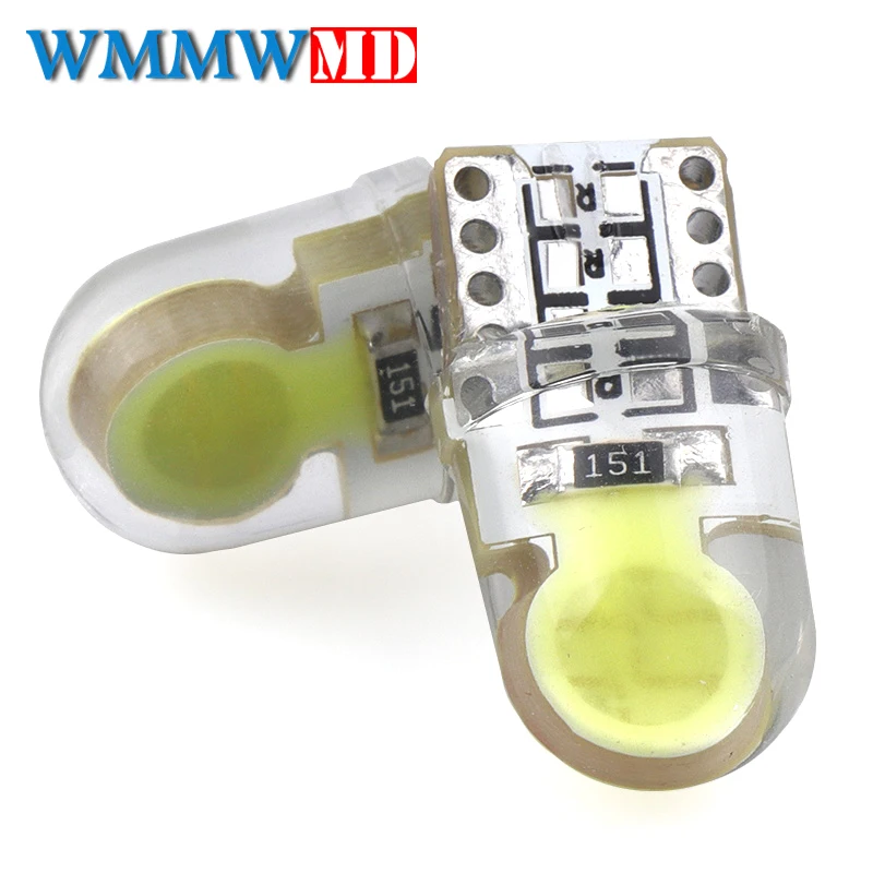 

1Pcs T10 Silicone Shell COB Led Car bulb W5W 192 168 Silica gel Auto Wedge Side Light Parking License Plate bulb 12V Car Styling