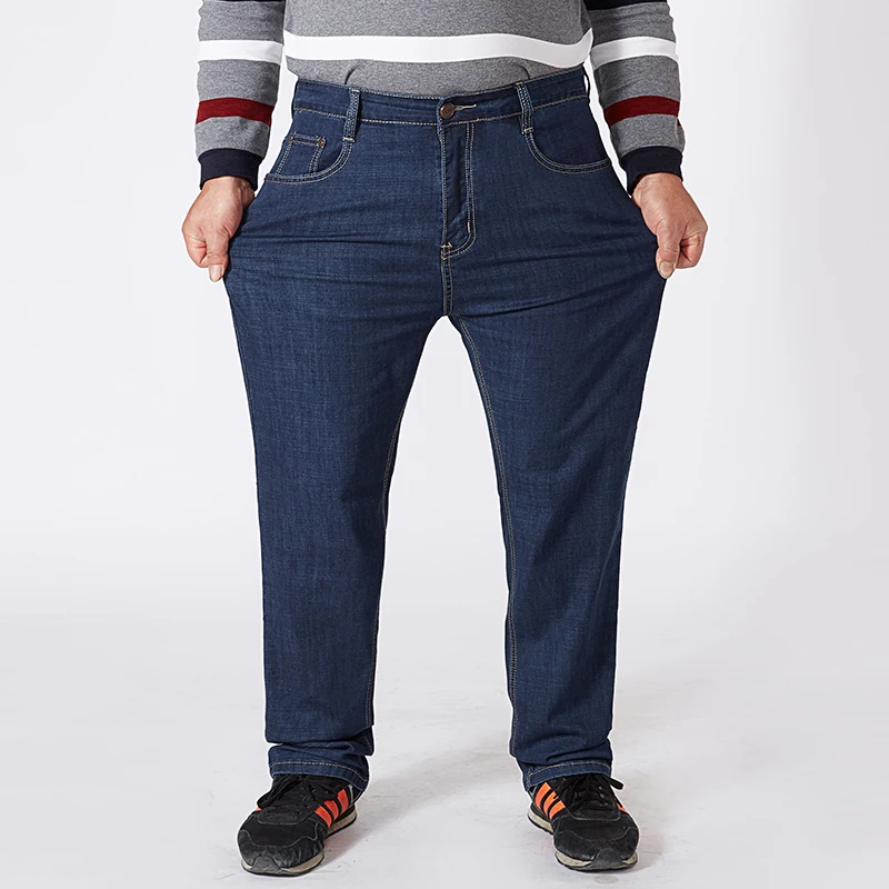 Drizzte стрейчевое большого размера от 30 до 52 мужские прямые джинсы брюки, большой размер для больших и высоких длинных брюк синего цвета