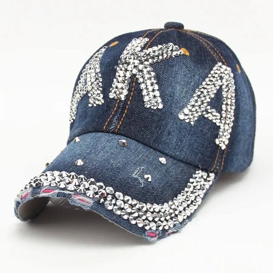 Prix pour Mode Strass AKA Diamante Denim Casquette de baseball de Femmes Automne Sport Chapeau Toile Snapback Caps Bonne Qualité casquette de Causalité Prix pour Mode Strass AKA Diamante Denim Casquette de baseball de Femmes Automne Sport Chapeau Toile Snapback Caps Bonne Qualité casquette de Causalité
