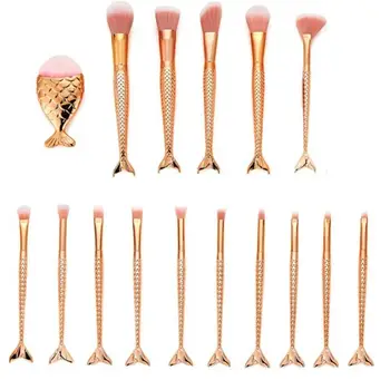 

1 Set Mermaid fish scale Makeup Brushes Set Professional Cosmetic Set Tools Mulitcolor powder brushes Women Beauty C528