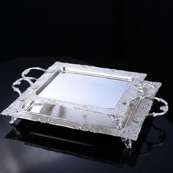 

European-style metal silver-plated cake tray fruit plate dessert Decoration