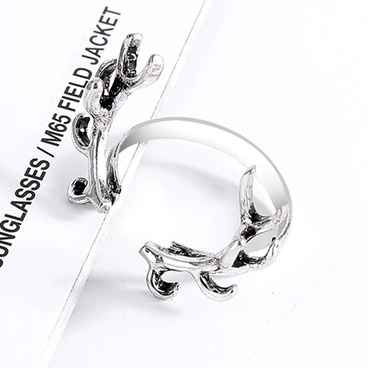 Fashion Deer Antler Midi Knuckle Ring Trendy Open Adjustable Animal Design Rings Shellhard Punk Style Jewelry For Men Femme
