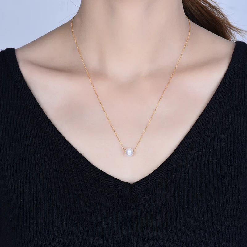 Ожерелье с жемчужной подвеской в виде морской воды|chain necklace pendant|chain pendantreal 18k gold |