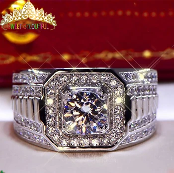 

100% 18K 750Au Gold Moissanite Diamond man Ring D color VVS With national certificate MO-005