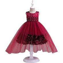 Платья с цветочным узором для девочек, одежда на Год Вечерние платья для маленьких девочек на свадьбу кружевное платье-пачка, детское праздничное платье, Vestidos, для детей от 10 до 12 лет, на день рождения