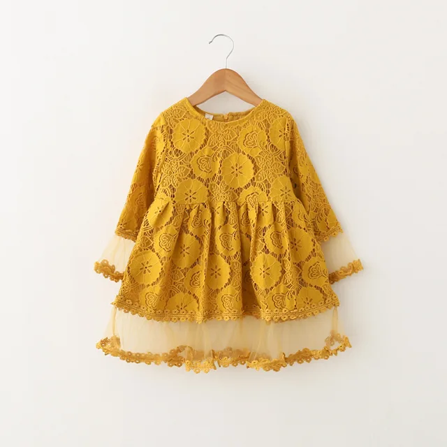 Vestido de princesa Encaje Amarillo color mostaza para niña pequeña vestidos de larga para niño niña vestidos para niños vestidos 2-6 años - AliExpress