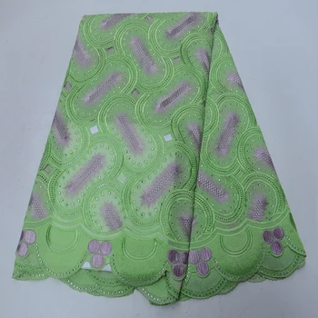 

SY9605-3 High Quality Cotton Swiss Lace Fabric Jaquard African Dry Korean Swiss Voile Lace In Switzerland with Stones 5Yards