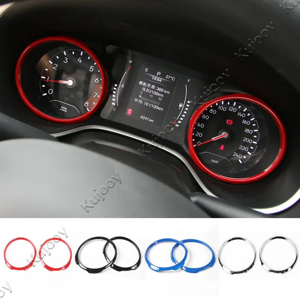 

Black/ Blue/ Red / Chrome ABS Interior Car Dash Board Cover Ring Dashboard Trim Frame Sticker Styling For Jeep Compass 17+