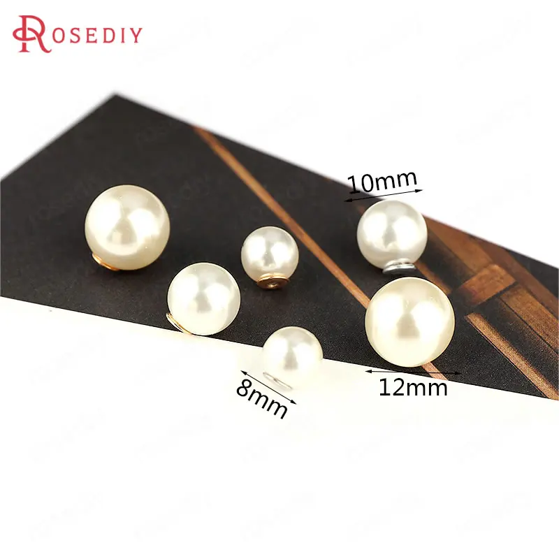

20PCS 8MM 10MM 12MM Gold Color Brass and Plastic Imitation Pearls Stud Earring Stopper Diy Jewelry Findings Earrings Accessories