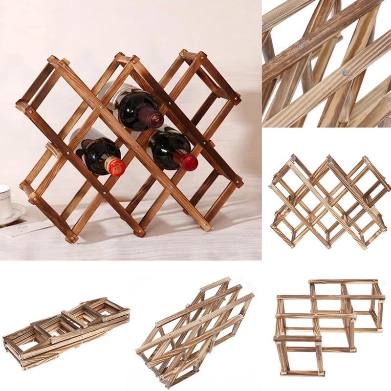 Wooden 4/5/6/10 Bottle Holder Red Wine Rack Mount Bar Display Shelf Folding Rack Drink Bottle Holders Bar Accessories