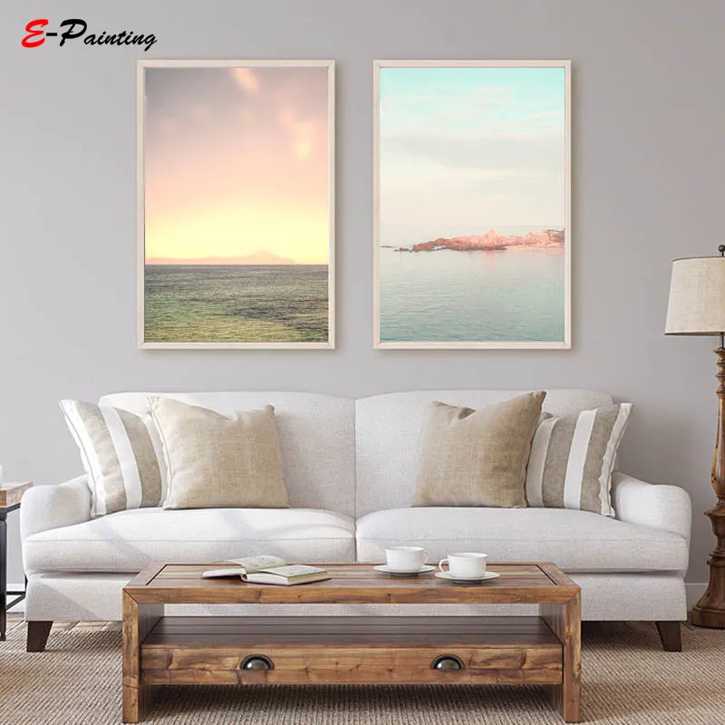 Buy Modern Canvas Painting Pastel Wall Art Beach Ocean