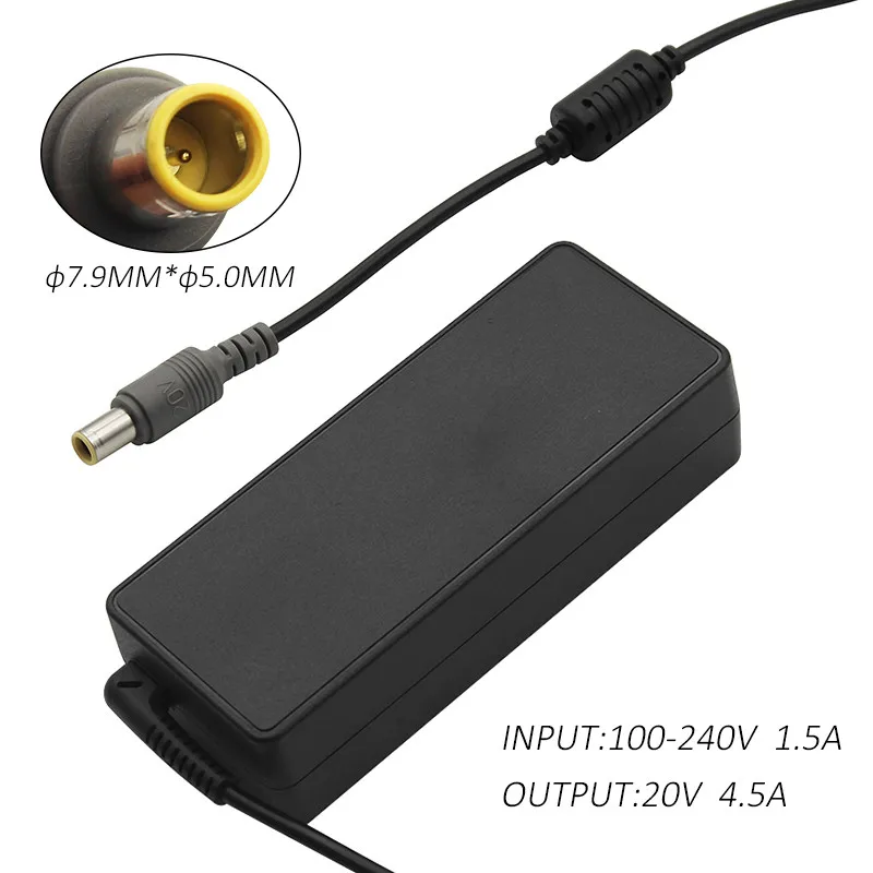 For Lenovo laptop adapter 20V 4.5A 90W 7.9*5.0mm AC Adapter Power Charger For Lenovo T400 SL500 E435 R61 W520