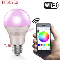 AC85-265V E27 7,5 W Смарт-лампочка WIFI RGB Белая светодиодная лампа беспроводной пульт дистанционного управления лампа Светодиодная маятниковые