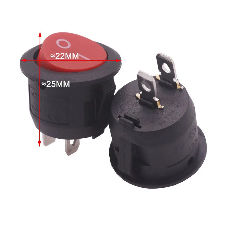 

Round Switch 2 Pcs 22*22*25mm On / off Black Rocker Switch 2 Pins Switch 6A 250V 10A 125V AC Electrical Accessories