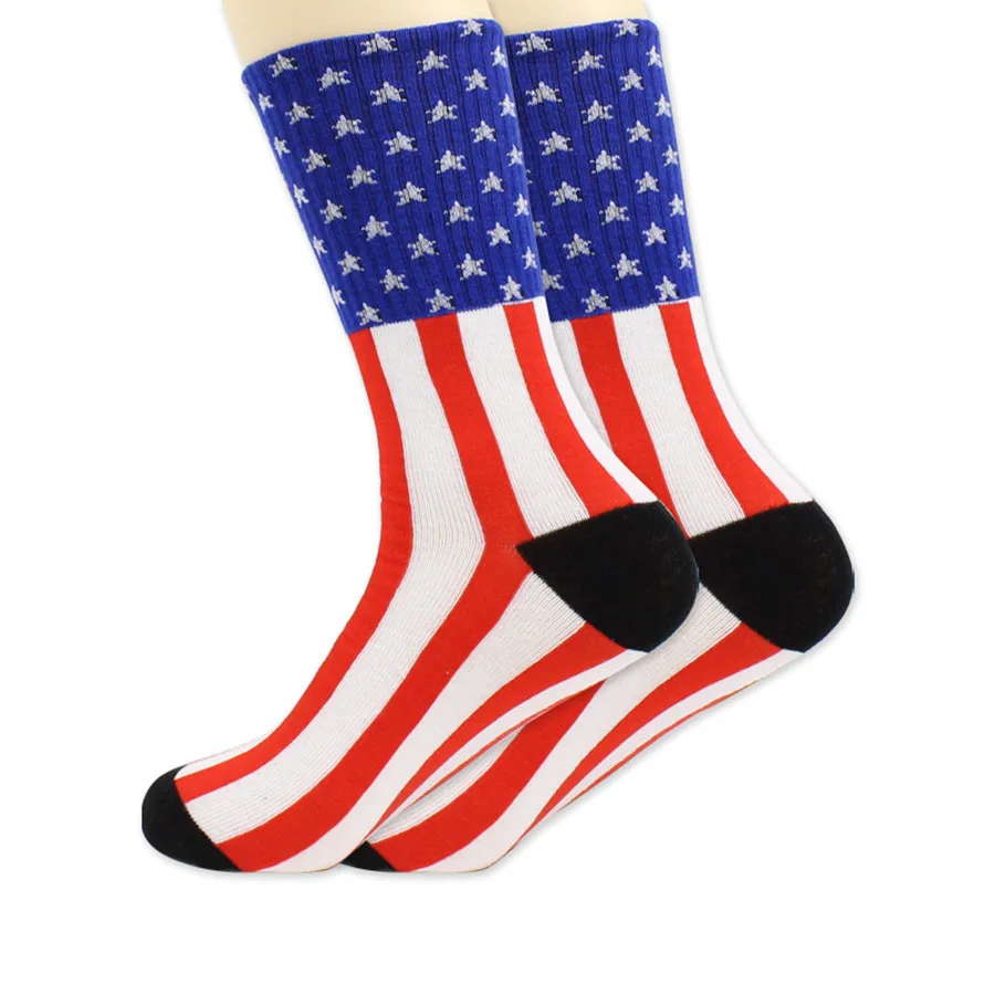 [WPLOIKJD] Мужские хлопковые носки в полоску и со звездами, носки с флагом, новые дышащие носки в европейском и американском стиле высокого качества