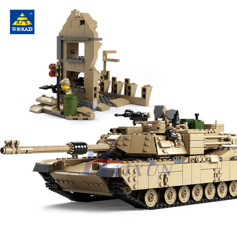 Günstig KAZI 1463Pcs Bausteine M1A2 ABRAMS Military Tank Waffe Spielzeug 128 MBT Und 118 HUMMER Skala Modell Spielzeug für kinder